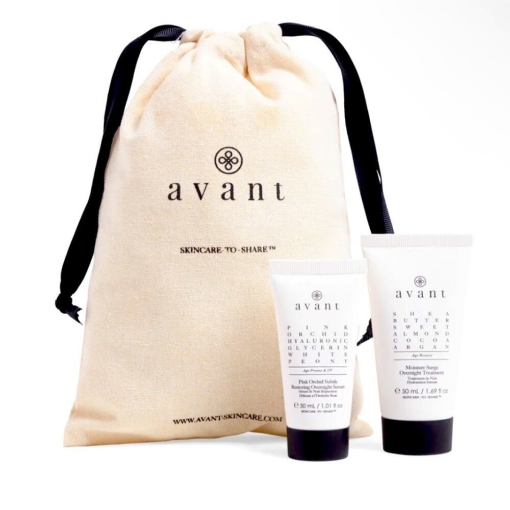 Brand NEW, Avant Skincare The Overnight Repair 2 Piece Set with Bag,  MSRP $209